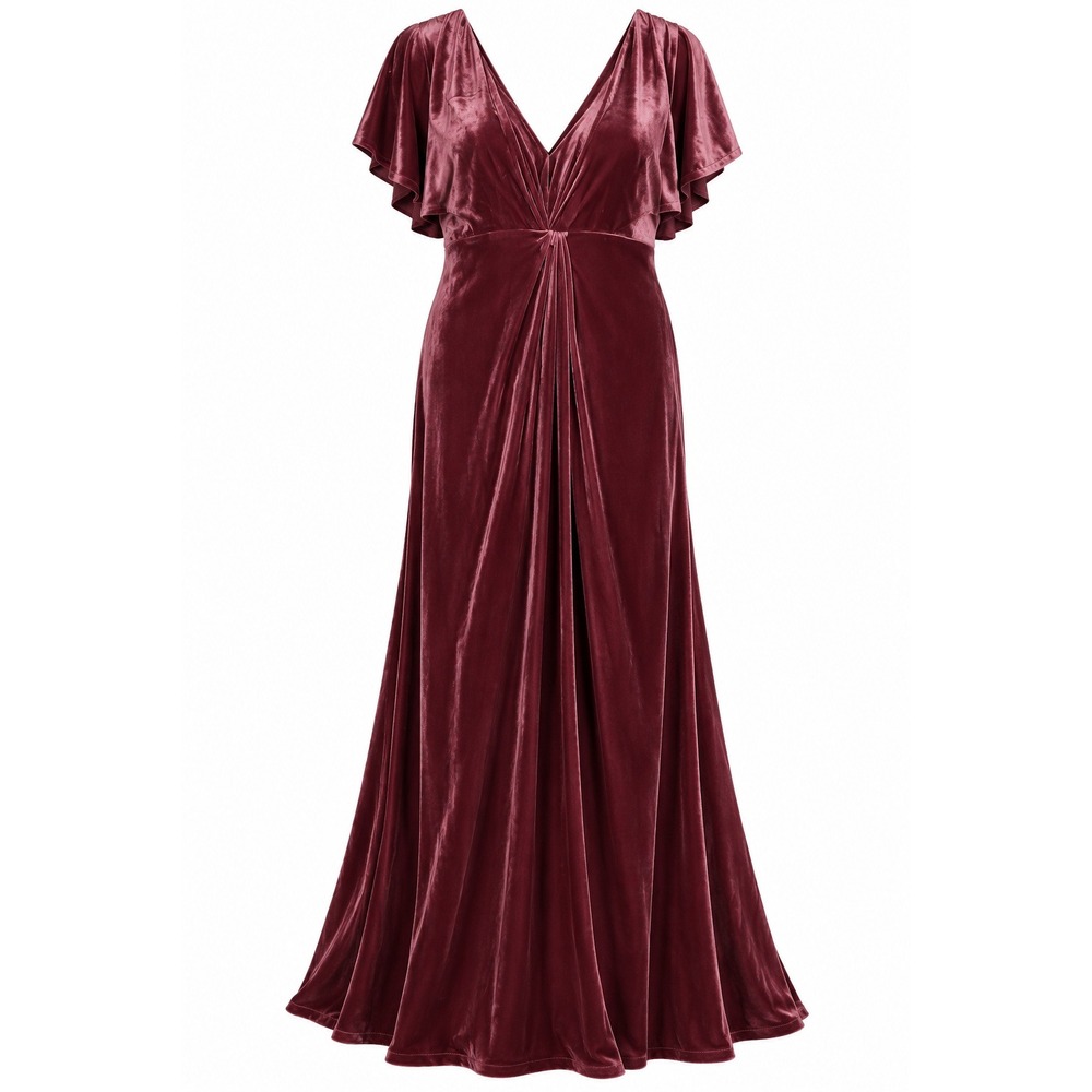 Revelry Red Velvet Dress Maxi Kimono Sleeve Wedding Holiday Christimas Party 14